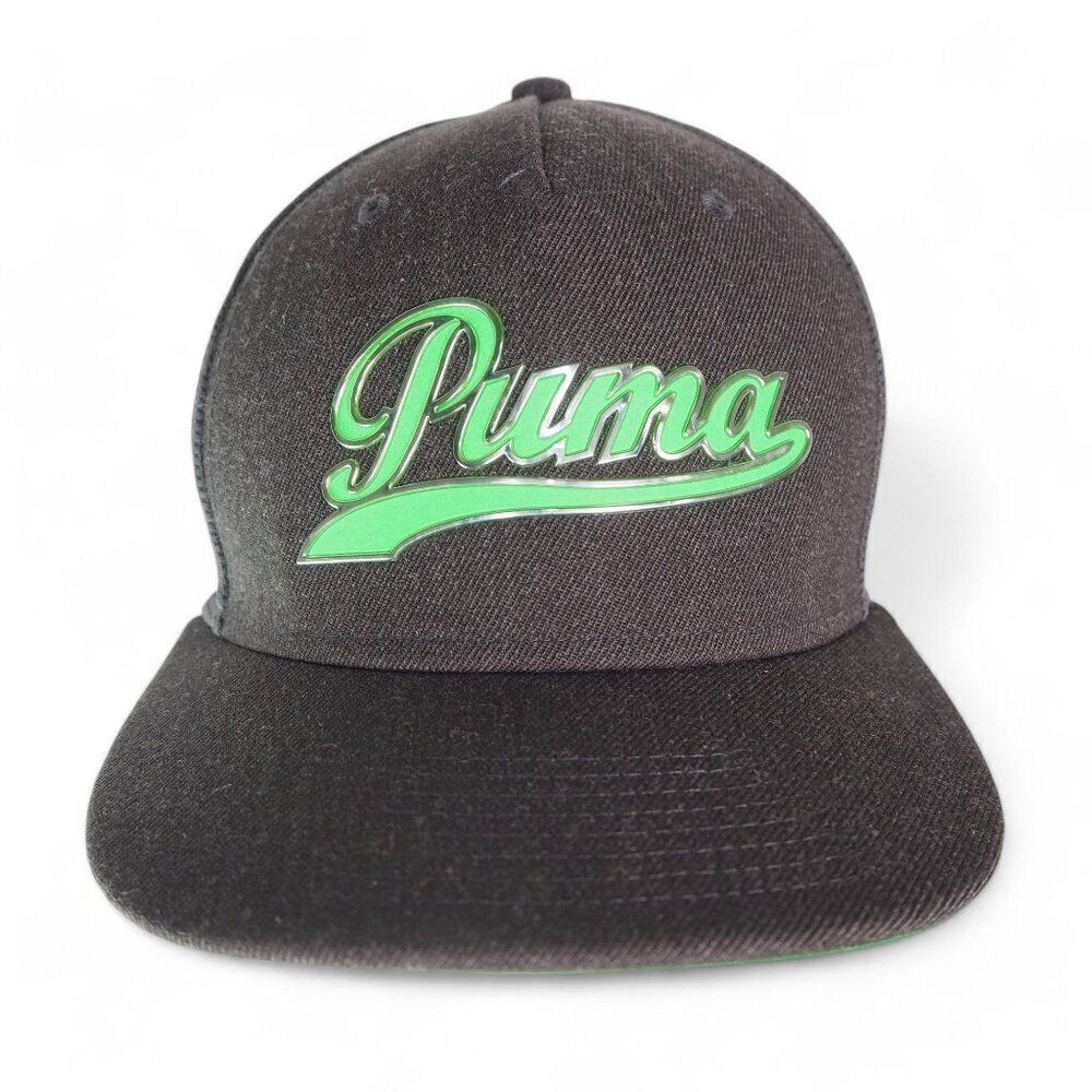 Puma Way 1 Script Dry Cell Snapback Logo Hat Grey‎ / Green 053065 04 OSFM
